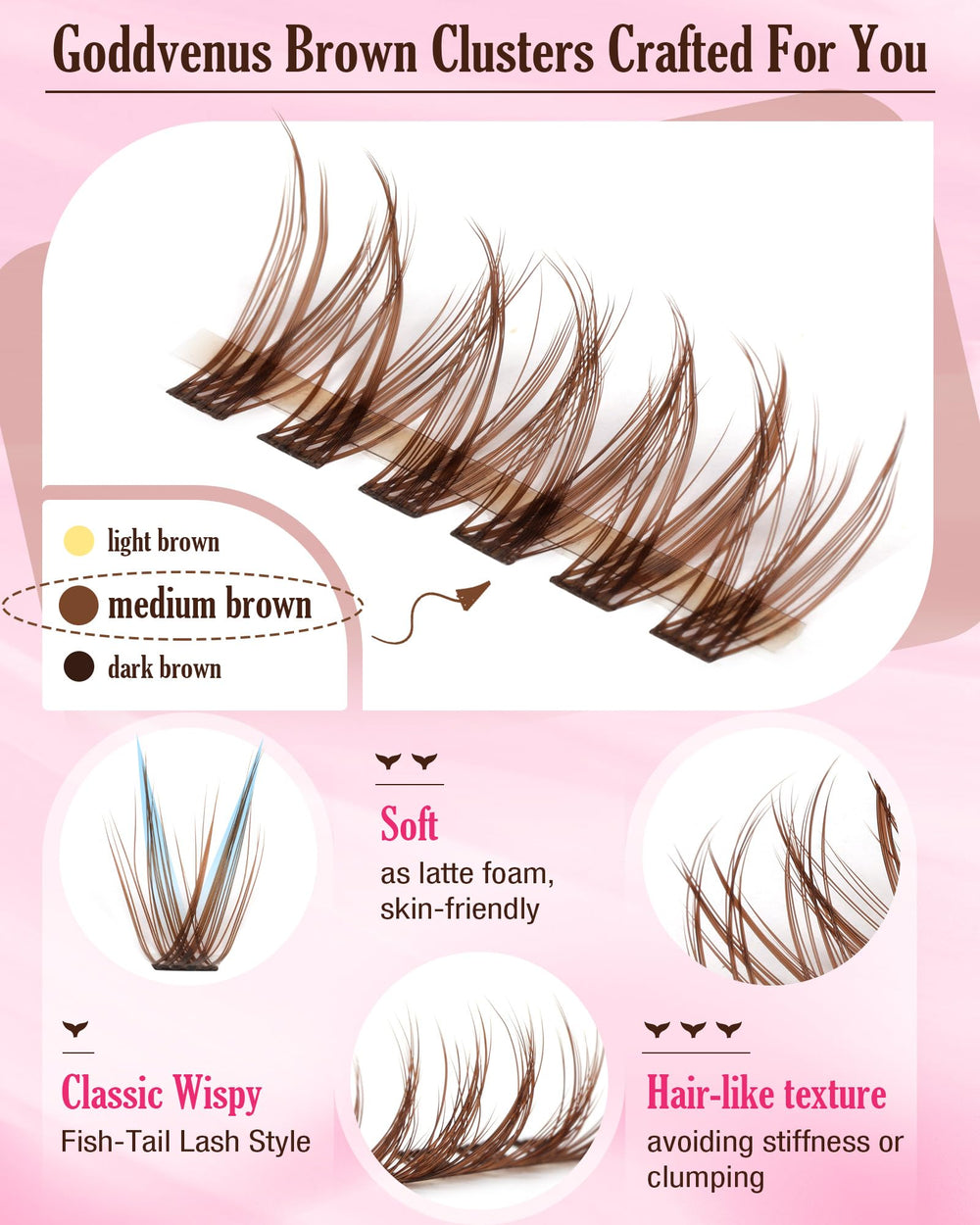 Goddvenus Brown Lash Clusters vegan-friendly option for cruelty-free beauty.