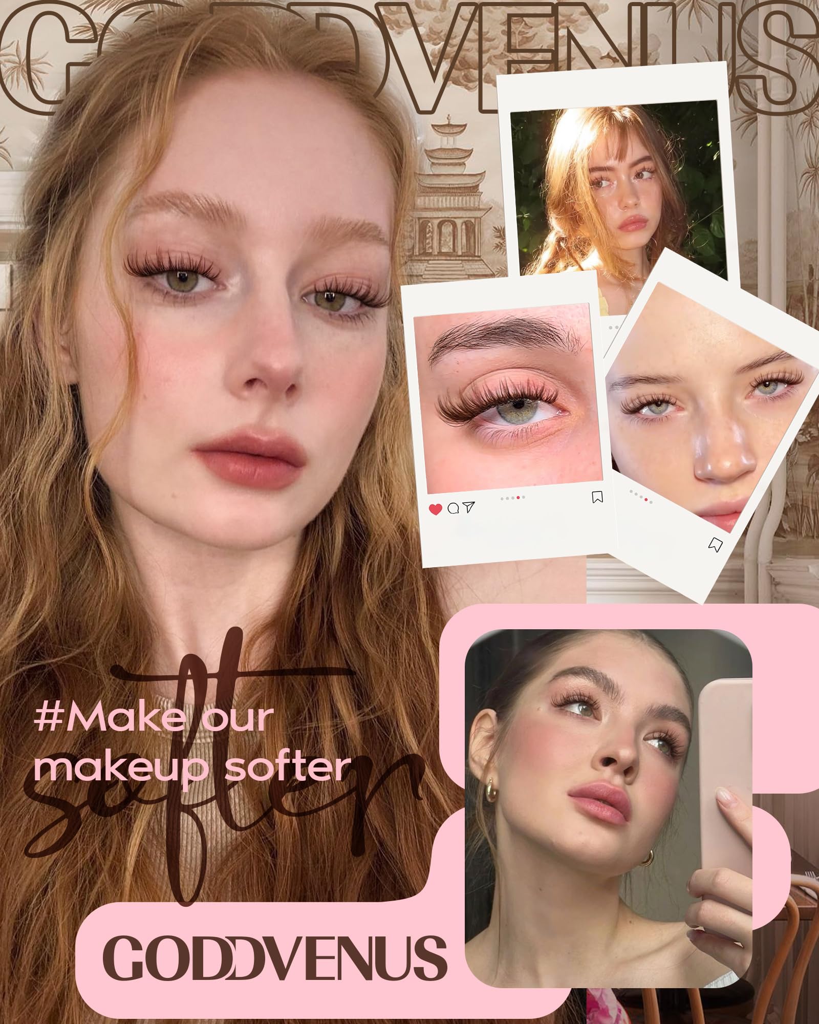 Goddvenus brown lash clusters are waterproof for all-day wear.