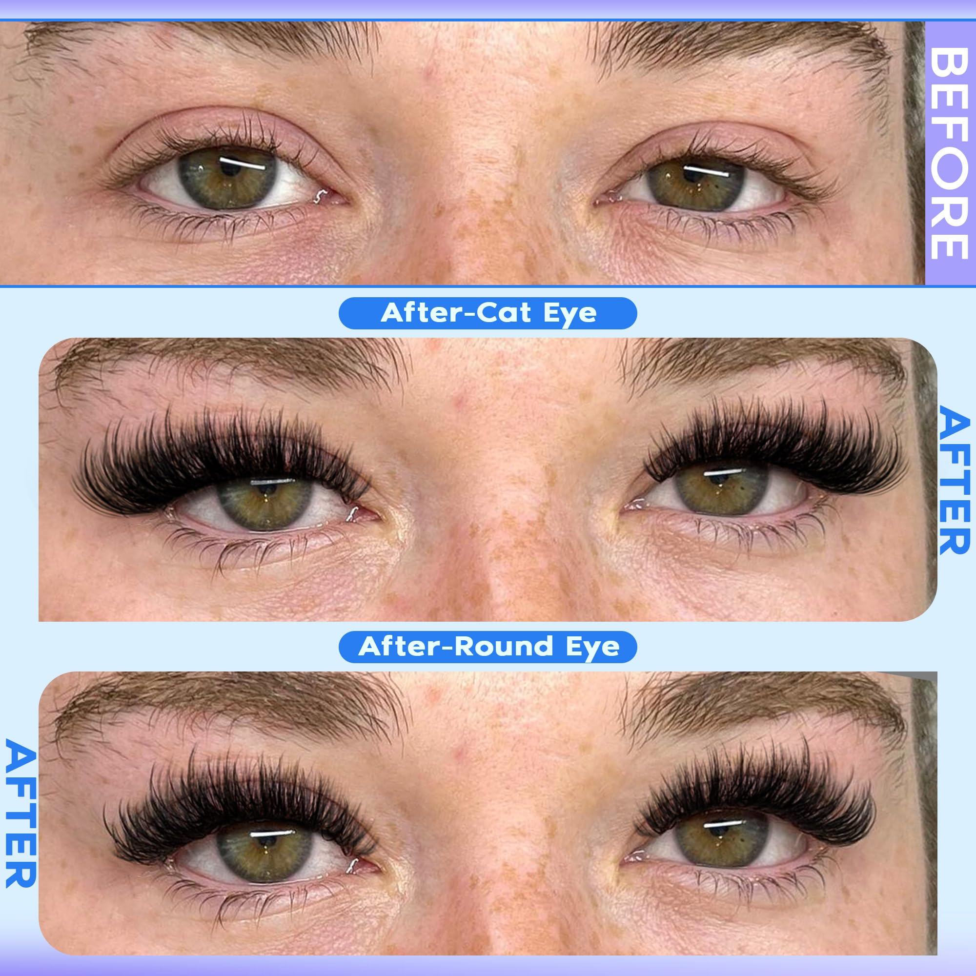 Goddvenus cat-eye look formed by wispy lash clusters.