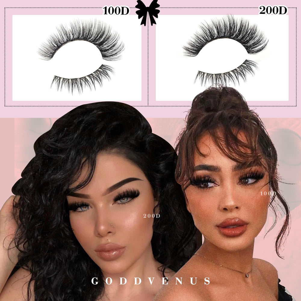 Goddvenus D curl Russian cluster lashes lift eyes for a wide-eyed look.