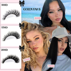 Goddvenus D-Curl wispy lashes 10-16mm offer fluttery volume and customizable length.