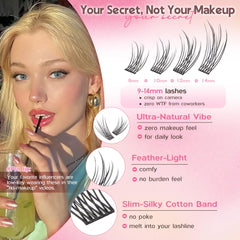Goddvenus DIY lash extension kit shows lightweight cluster lashes for comfortable all-day wear