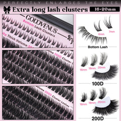 Goddvenus fluffy cluster lashes 16-20mm for customizable volume.