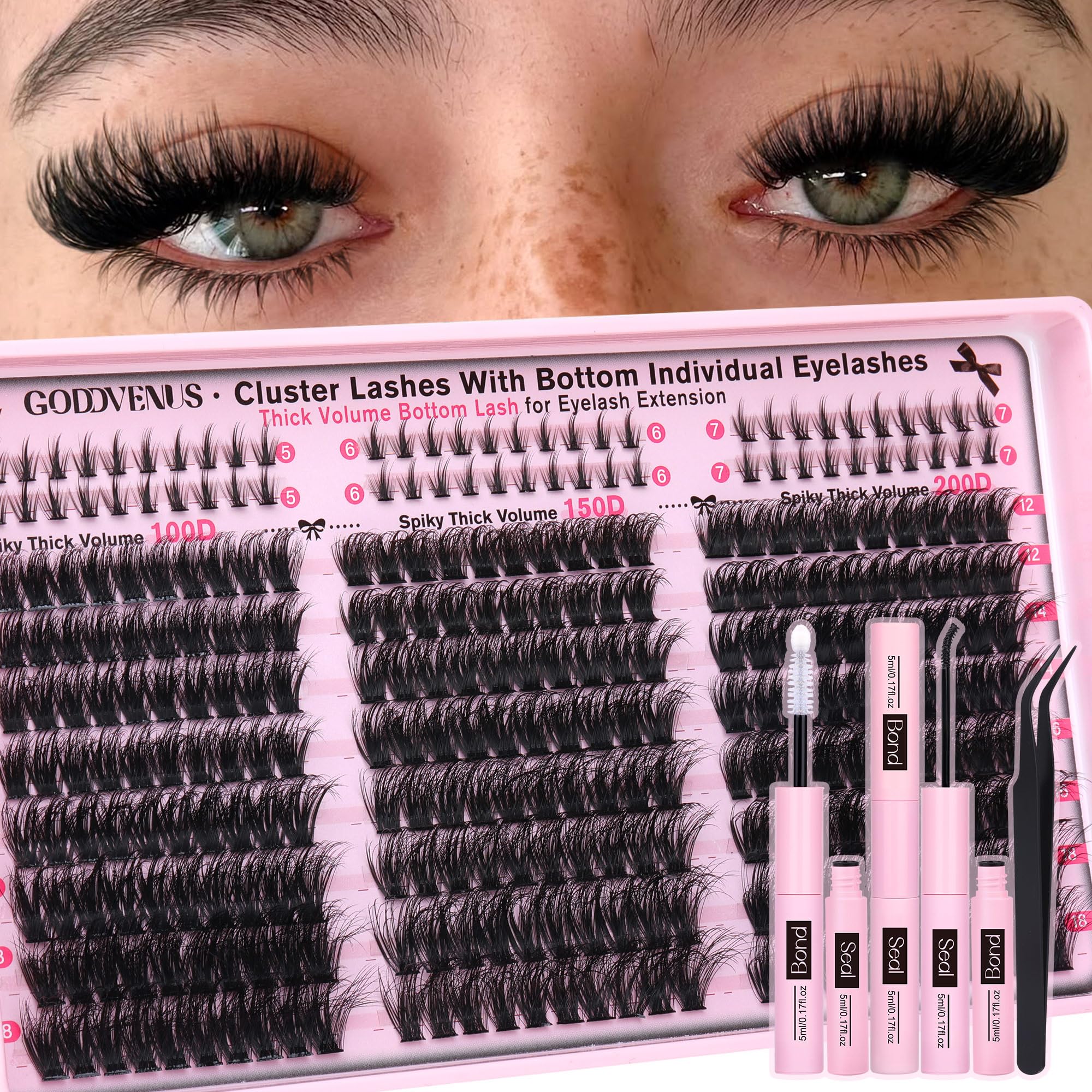 Goddvenus fluffy lash clusters kit packaging shows premium DIY lash kit for effortless at-home styling.