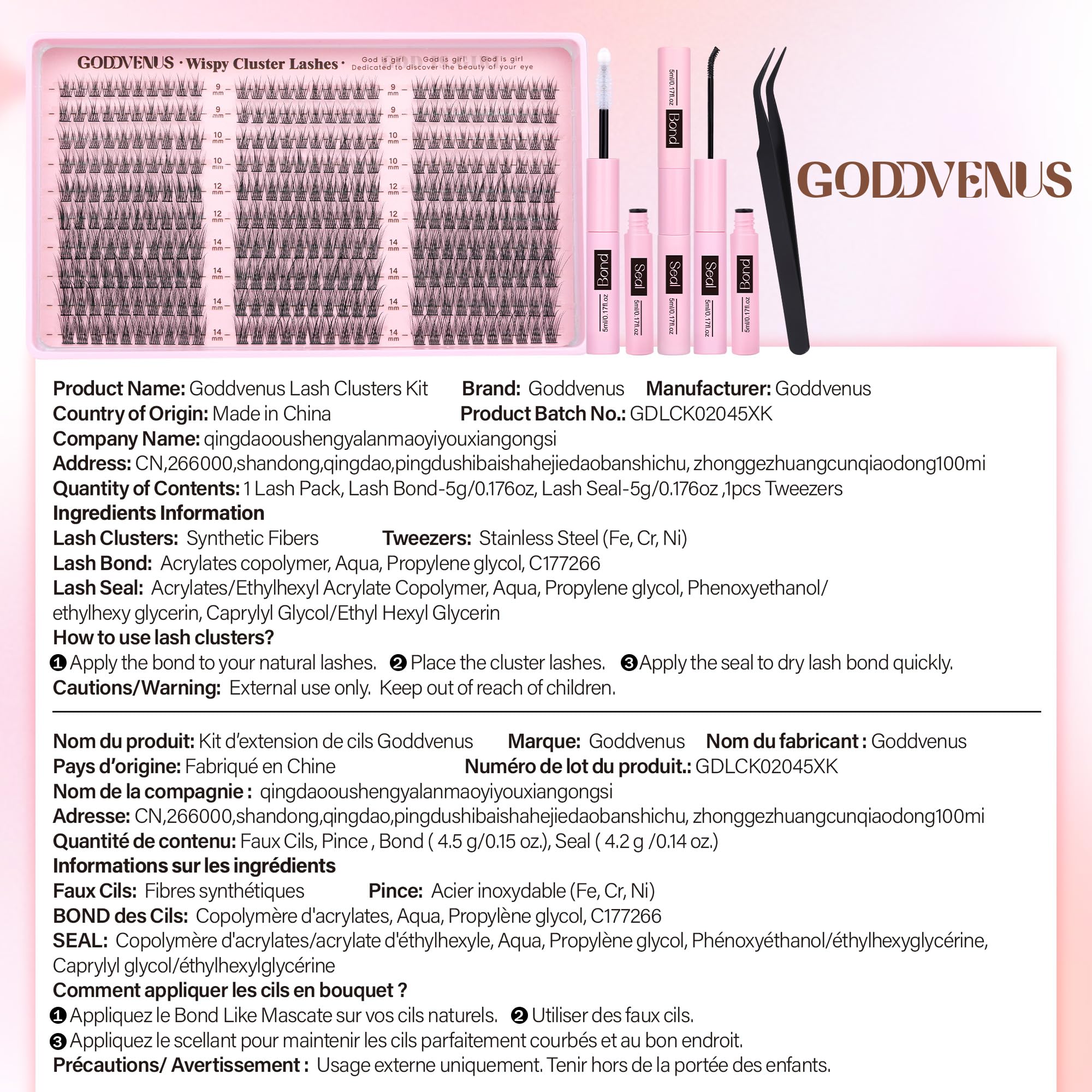 Goddvenus included tweezers aid precise at-home lash placement