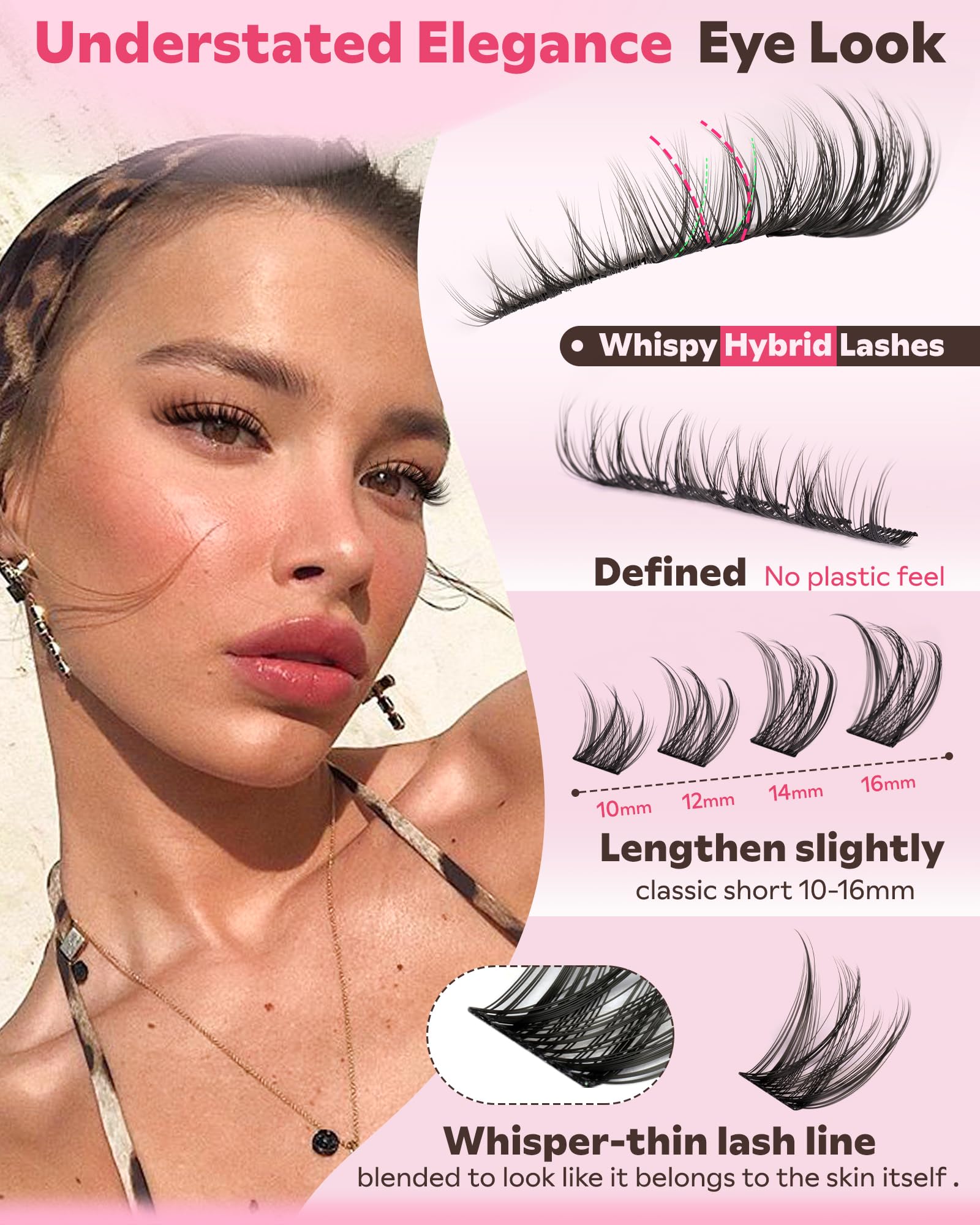 Goddvenus Lash Clusters 10-16mm length adds subtle definition for daily or special occasions.