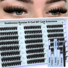 Goddvenus lash clusters kit with mixed lengths for versatile looks.