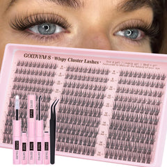 Goddvenus Lash Clusters Kit 9-14mm: natural-looking wispy clusters for everyday lash enhancement