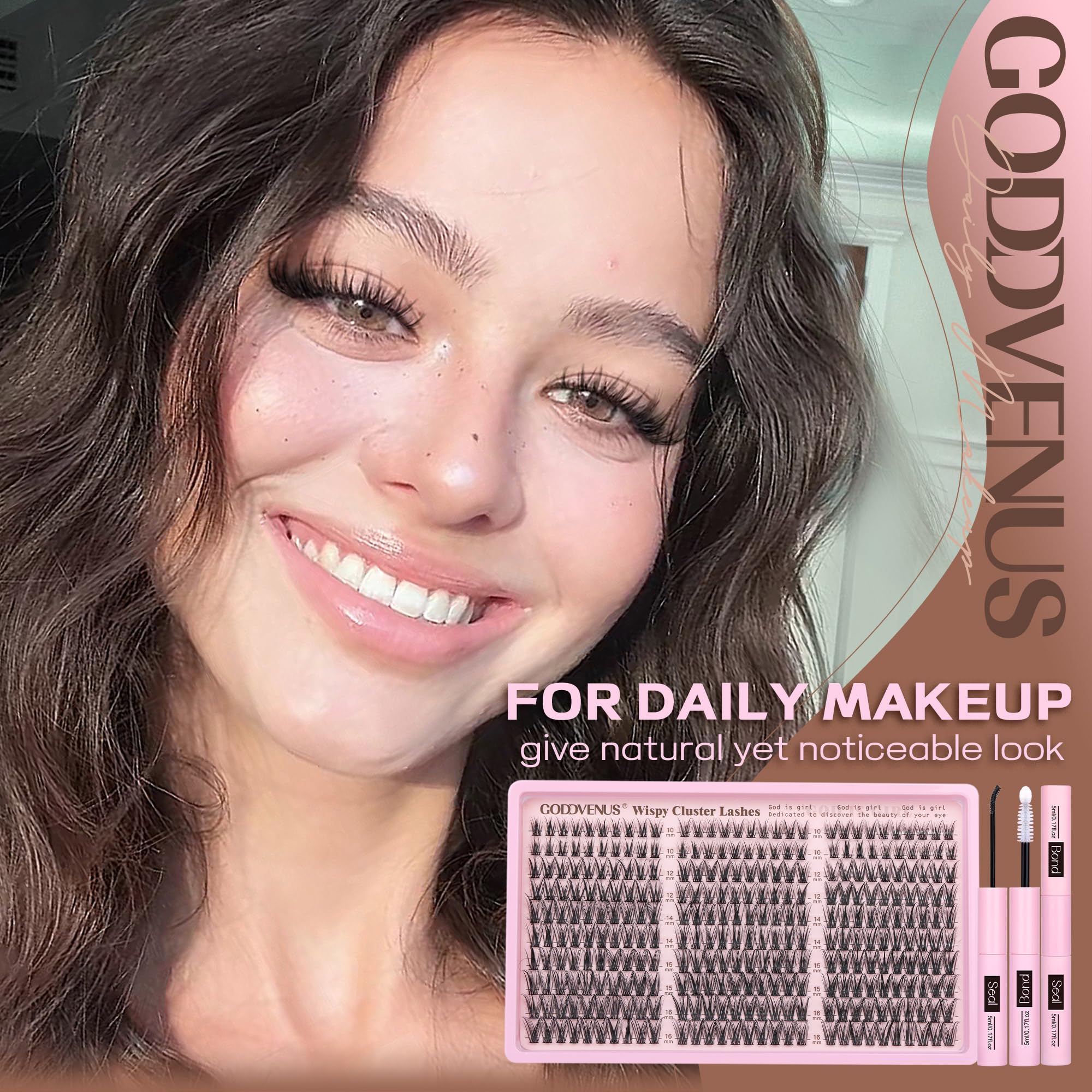 Goddvenus lash clusters natural blend for a seamless look.
