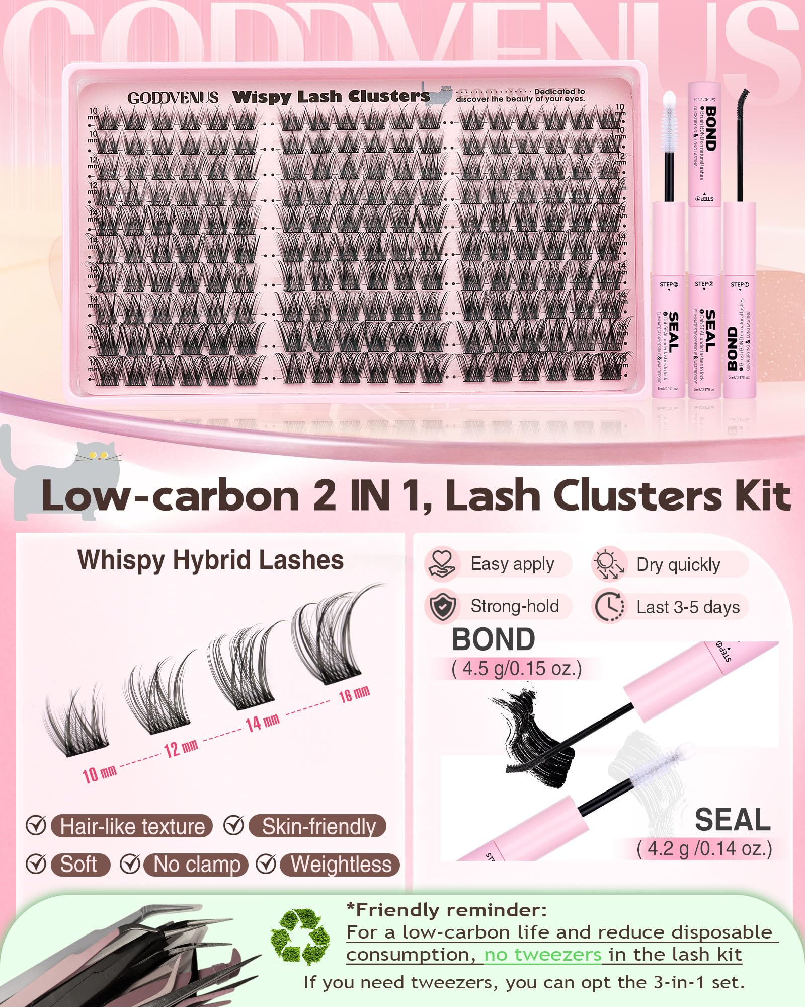Goddvenus Lash Clusters seamless-adhesion ensure easy attachment and professional-looking finish.