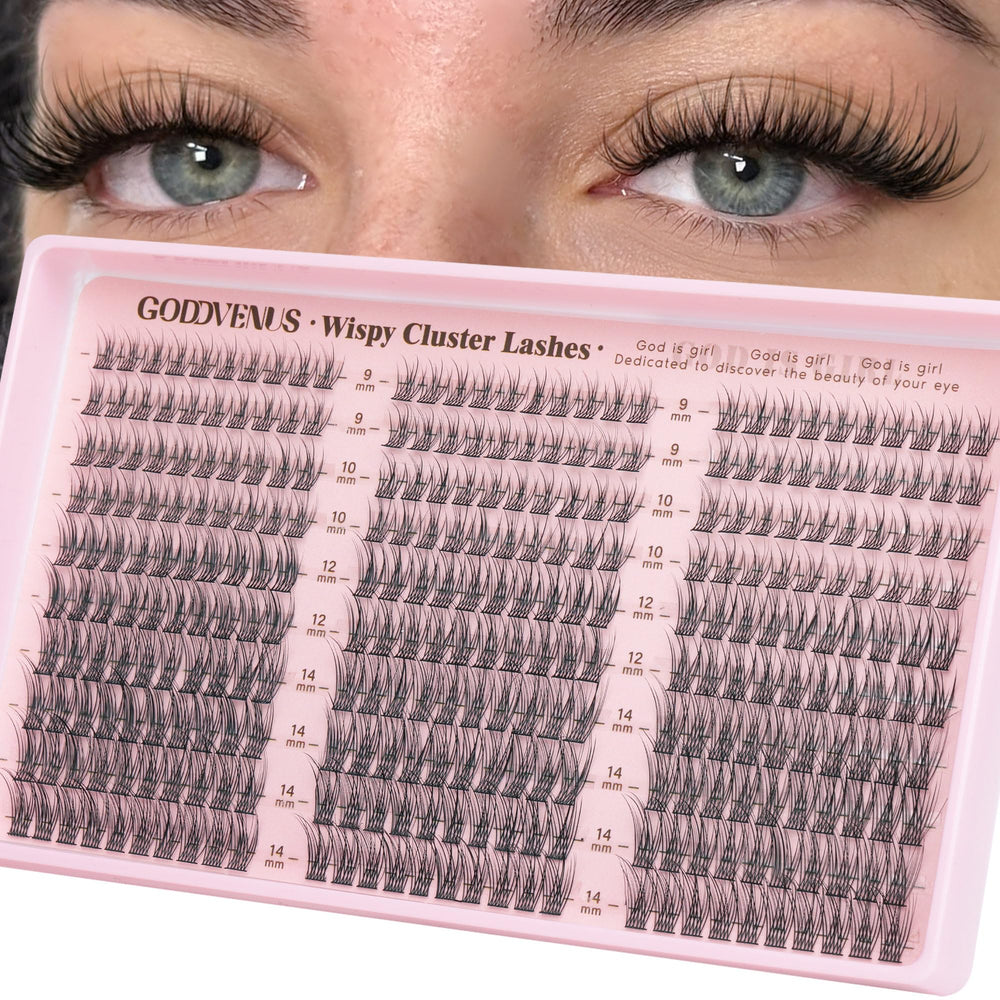 Goddvenus lash clusters wispy 9-14mm collection for natural flutter and quick enhancement