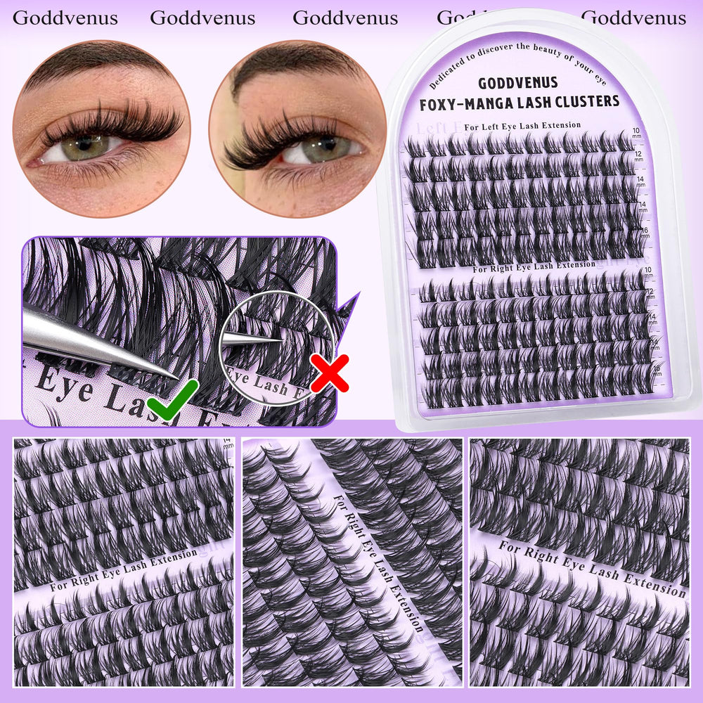 Goddvenus Manga Lash Cluster Kit 10-16mm extensions for varied looks