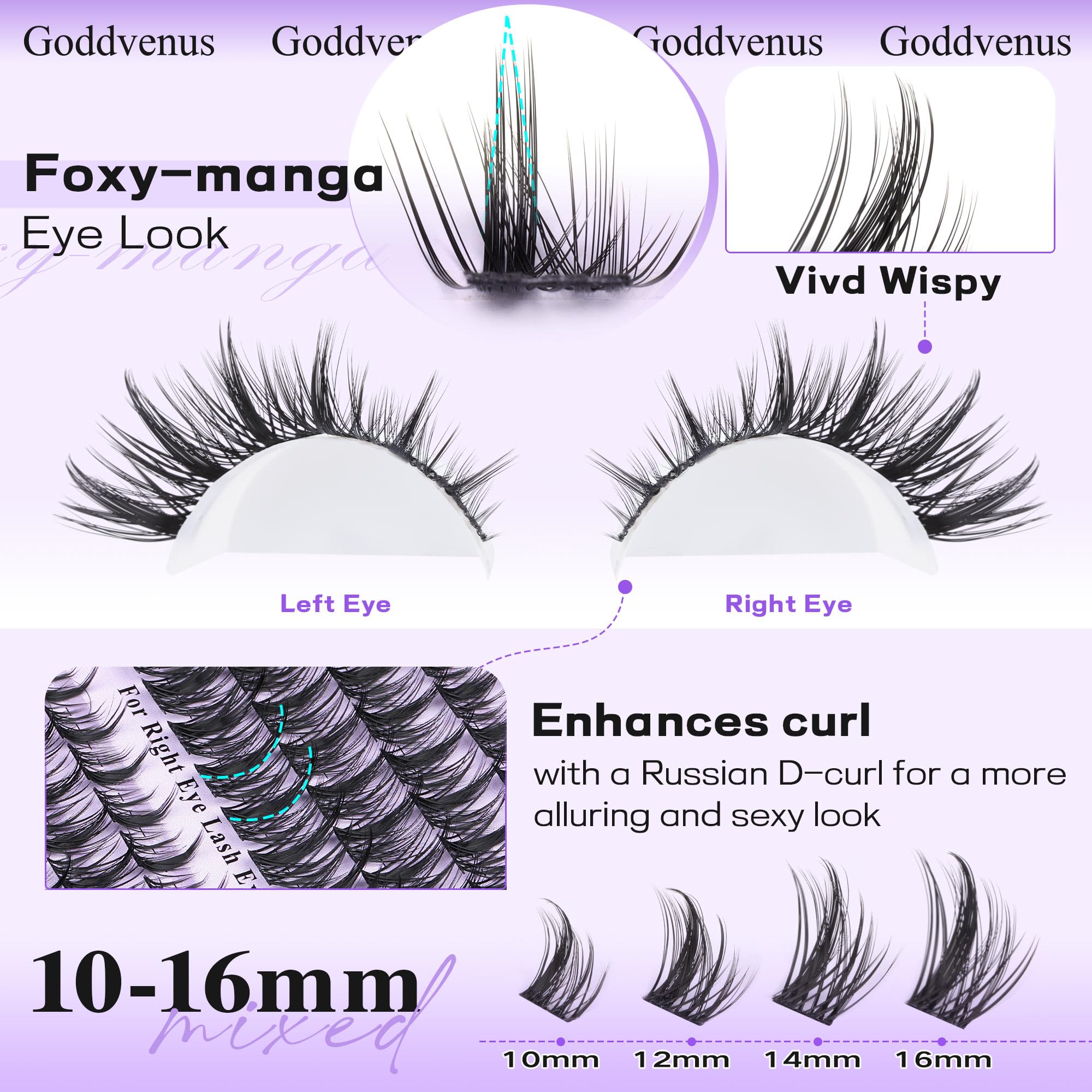 Goddvenus Manga Lash Cluster Kit fluffy wispy clusters for natural elegance