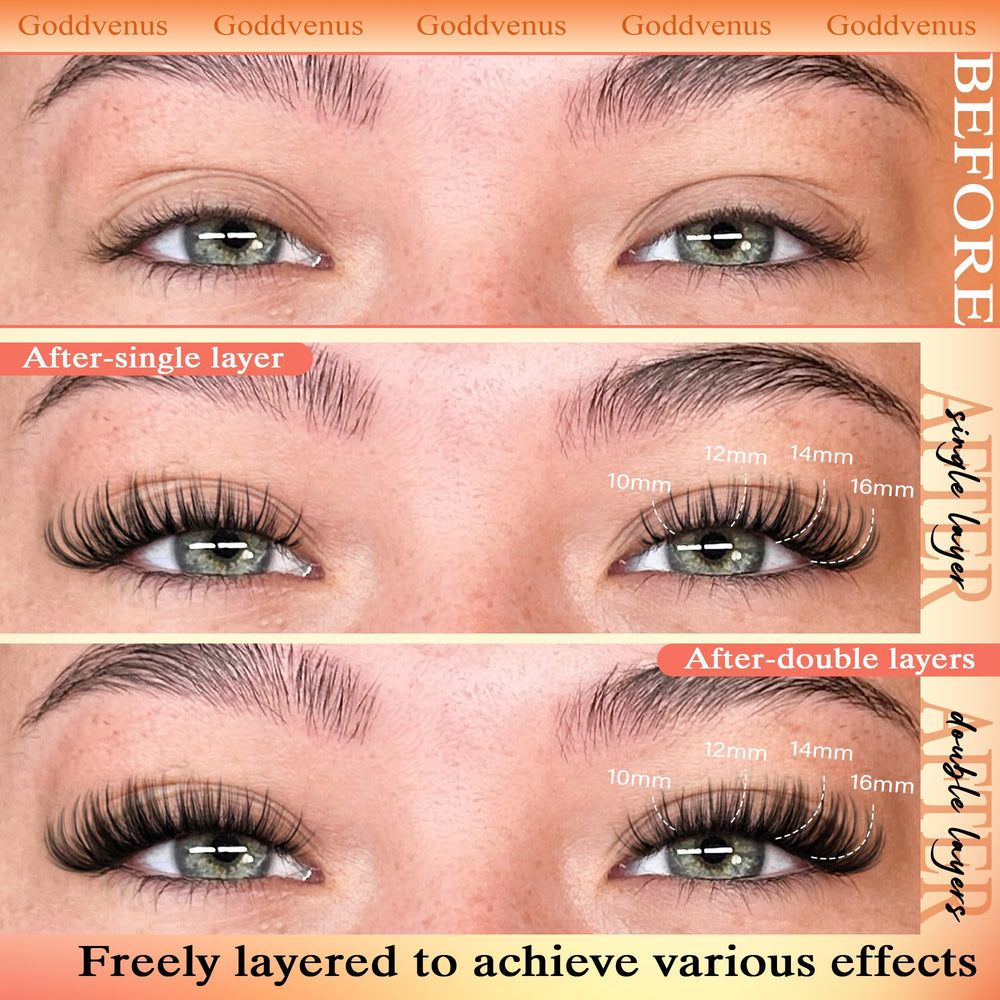 Goddvenus multiple-length 10mm-16mm clusters arranged for versatile customization.