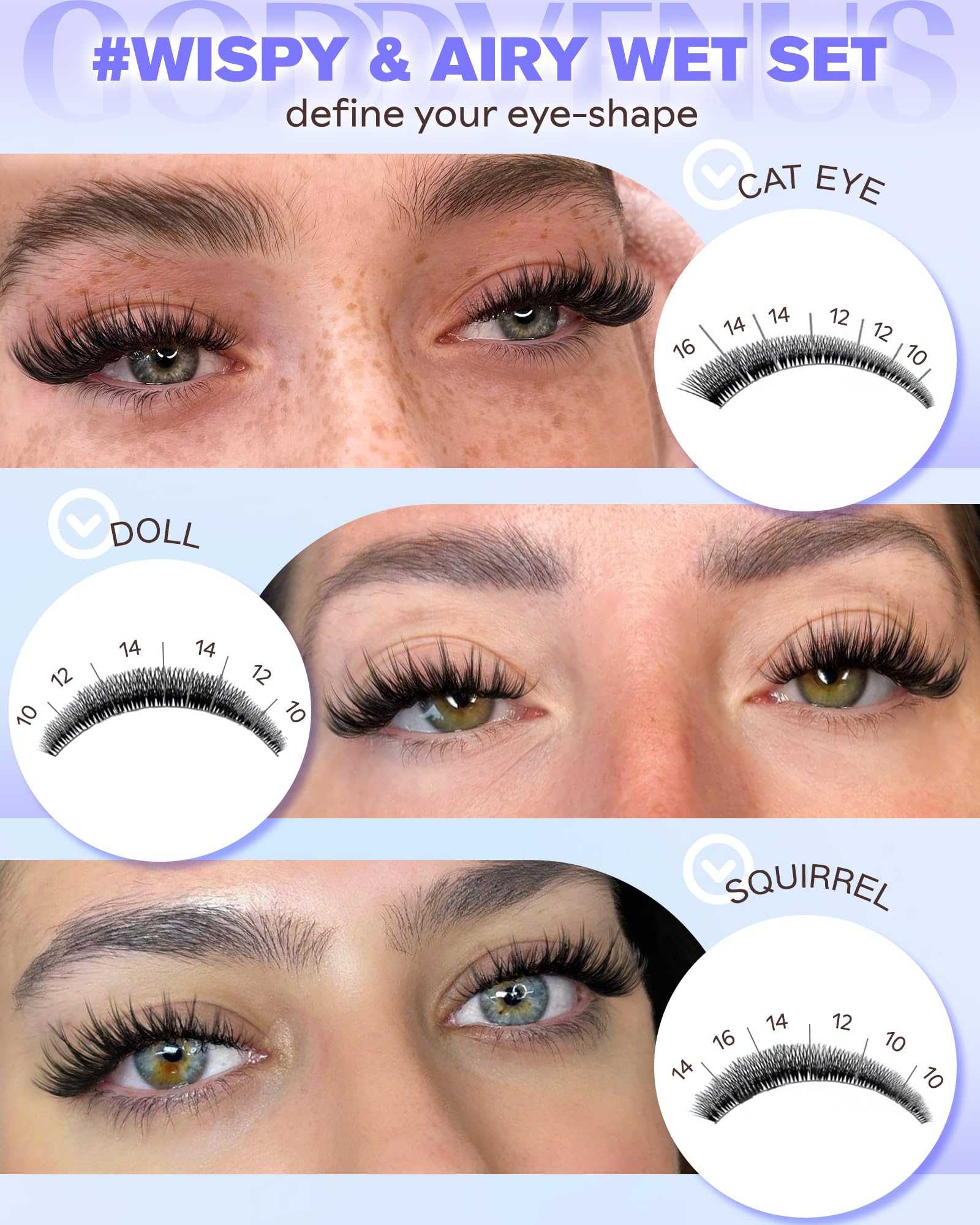 Goddvenus Whisper-thin clusters blending into natural lash line