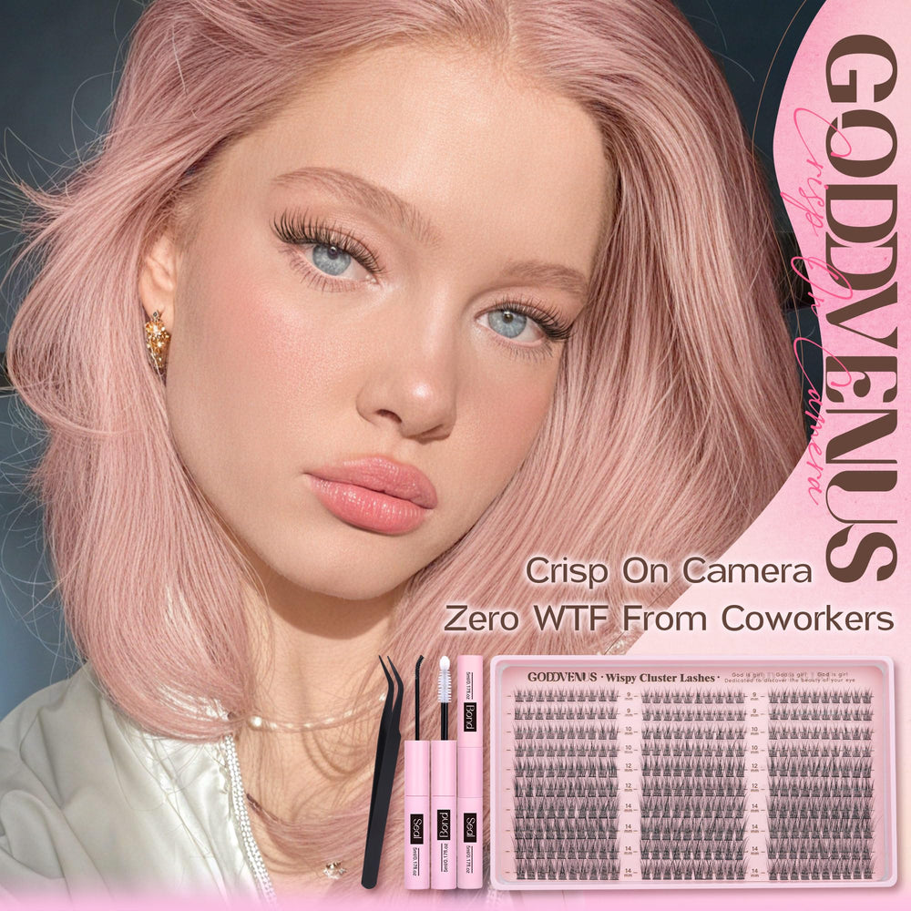 Goddvenus wispy cluster lashes offer easy at-home application for a natural dramatic look