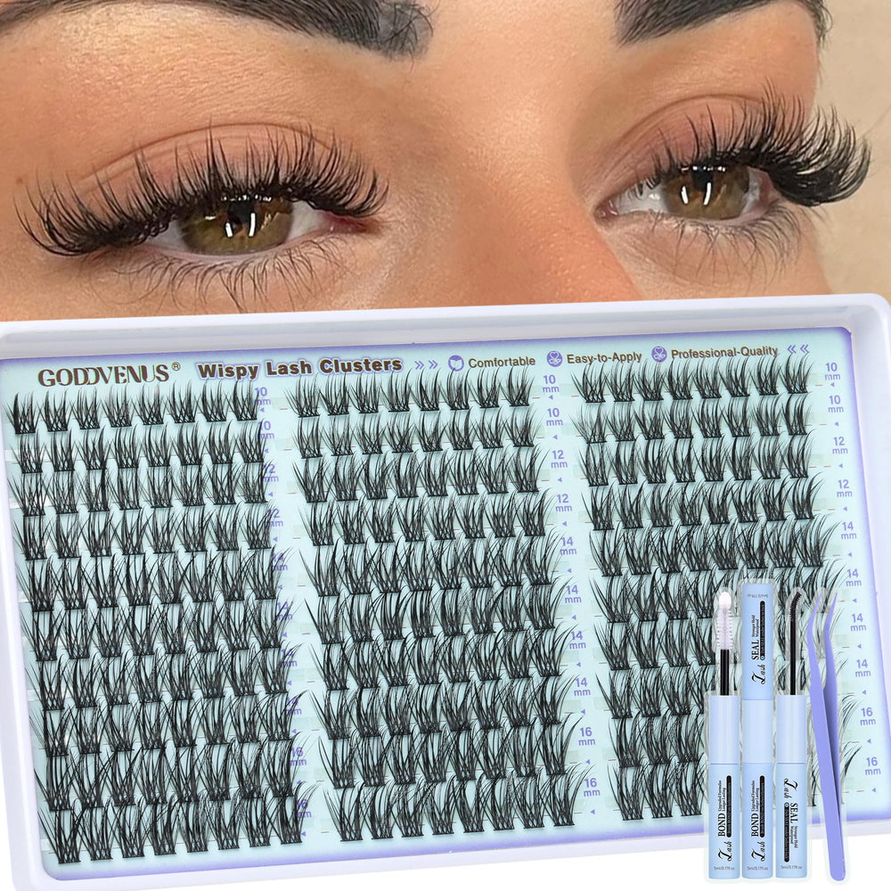 Goddvenus Wispy Lash Clusters Kit box view for natural-looking fullness and effortless daily wear.