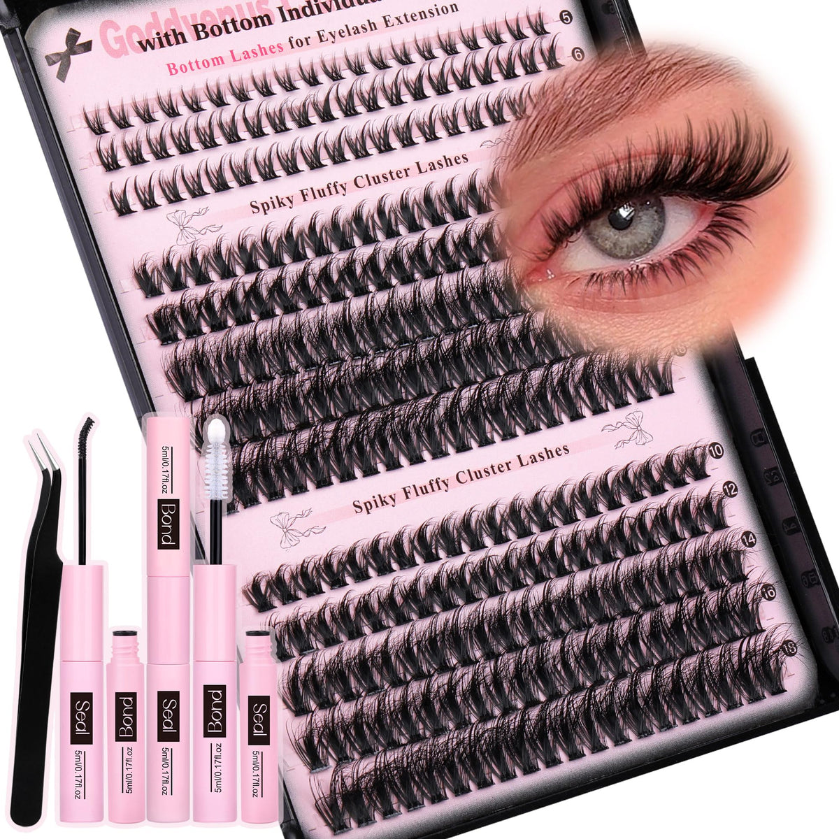 Goddvenus Wispy Lash Clusters Kit packaging for at-home salon-quality lashes