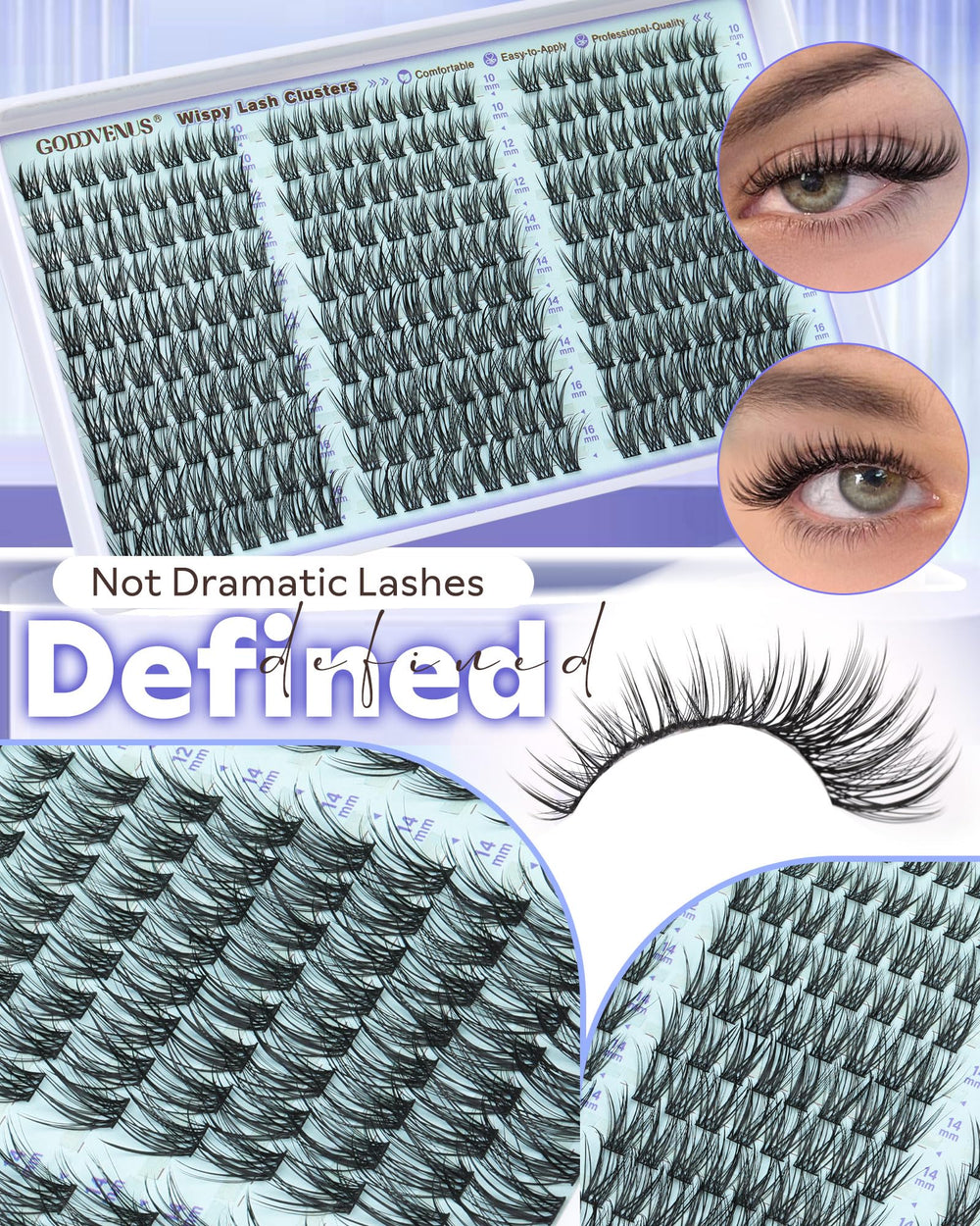 Goddvenus Wispy Lash Clusters Kit seal brush demonstrating sealing step for smudge-free all-day wear.
