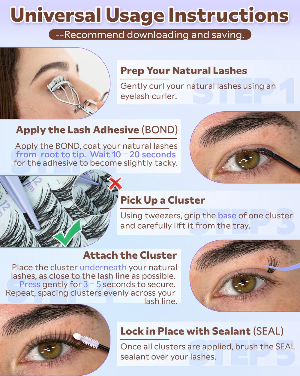 Goddvenus Wispy Lash Clusters Kit natural-blend lashes beneath natural lashes for undetectable volume.
