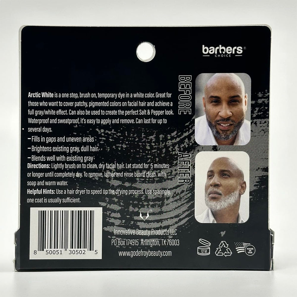 Godefroy Barbers Choice Silver Line packaging highlighting Arctic White shade