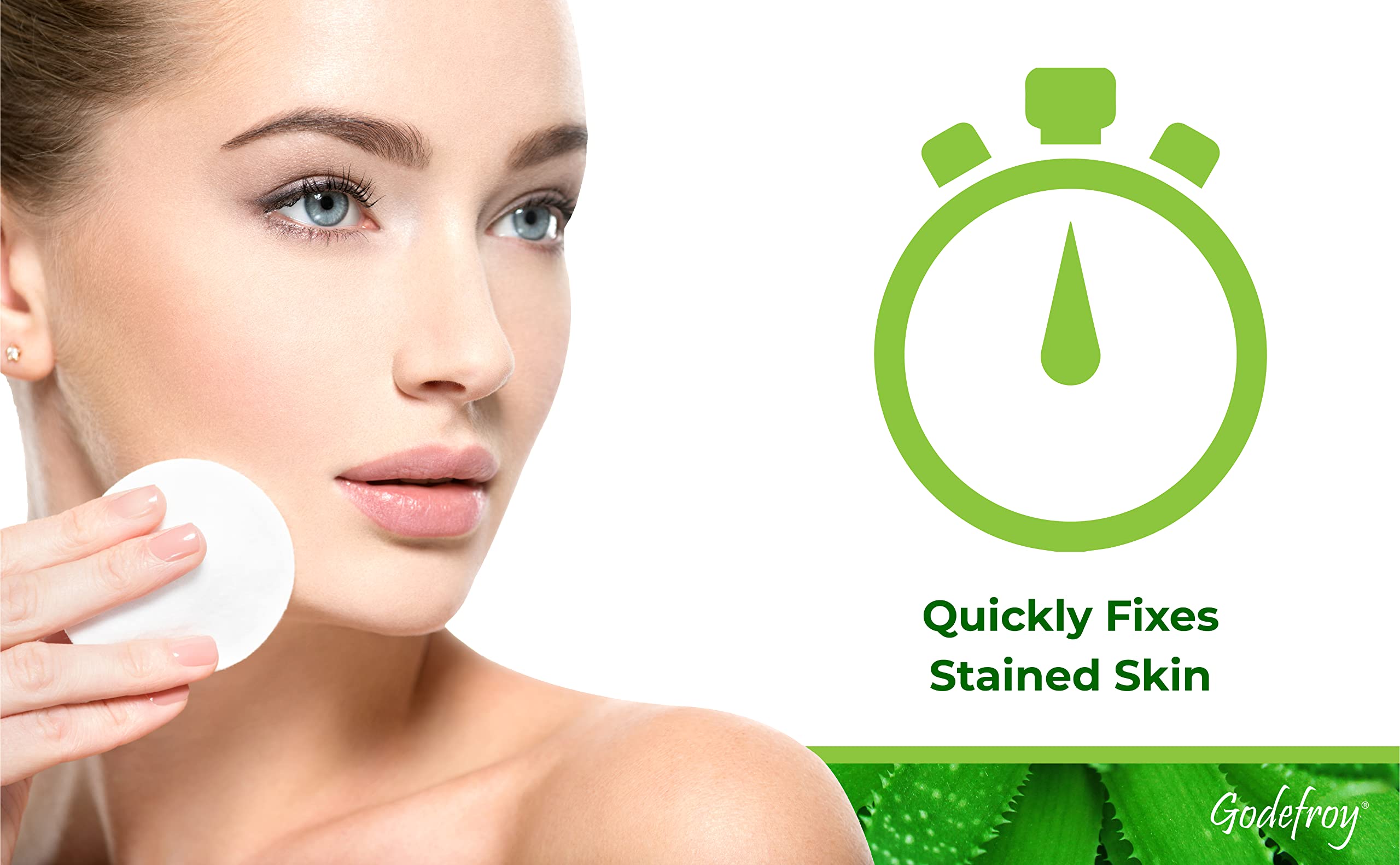 Godefroy before-after result shows cleaner skin and hair after stain removal