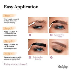 Godefroy brow color wipe-off illustrates easy removal with cleanser or remover.