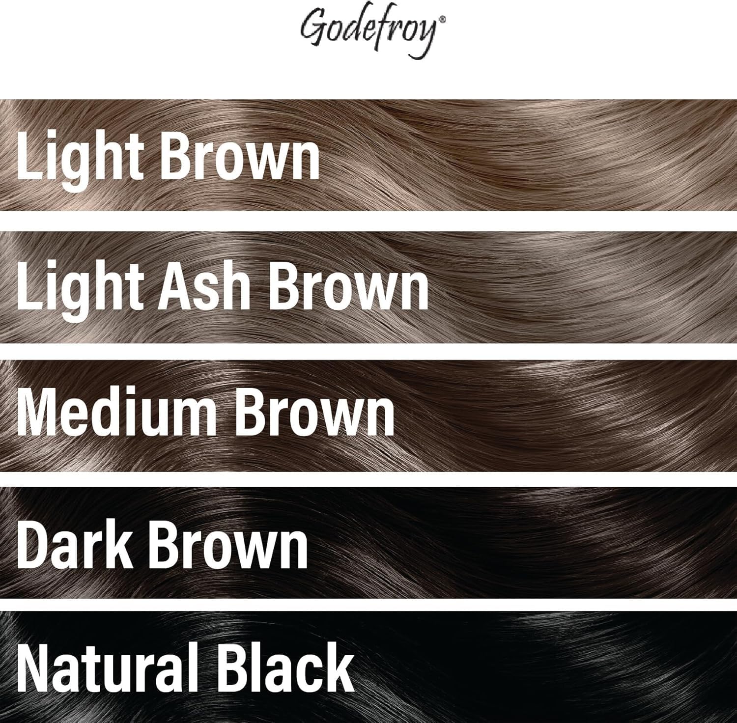 Godefroy Color Tint Kit Medium Brown finished hair reveals a rich, natural-looking shade