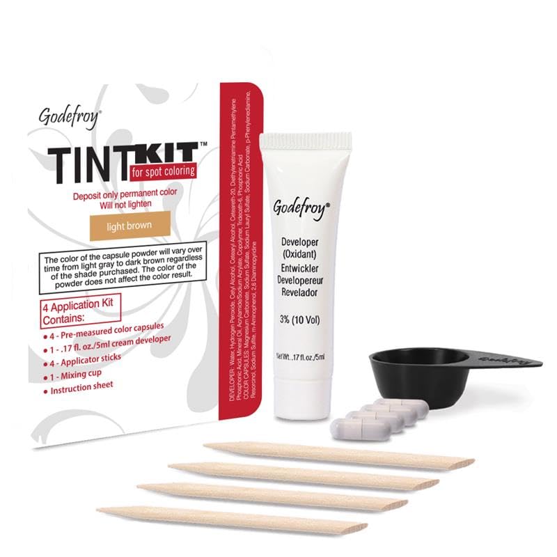 Godefroy Hair Color Kit capsules close-up highlights precise pre-measured color for spot touch-ups.