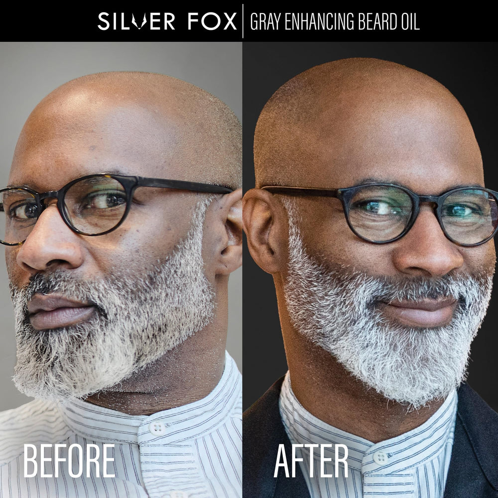Godefroy Silver Fox hand applying oil for quick grooming
