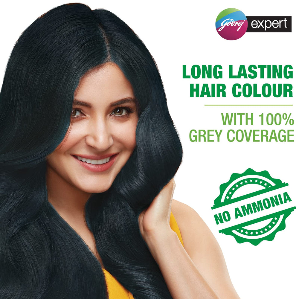 Godrej Expert Rich Crème Hair Colour application sachet ready for quick, mess-free color.