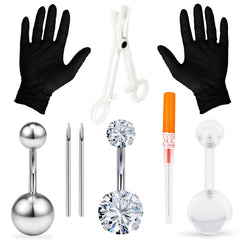 Goerhsjie belly button piercing kit contents neatly arranged for easy selection