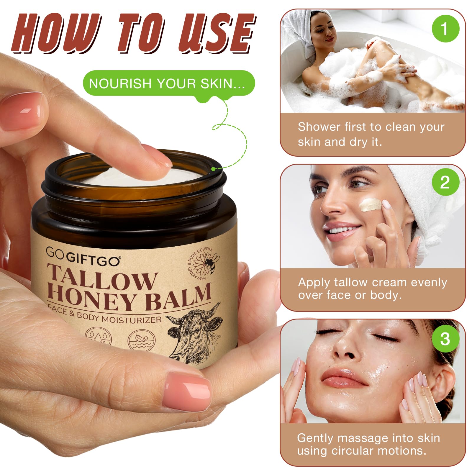 GOGIFTGO versatile use on hands, body, and feet for full-body moisture.