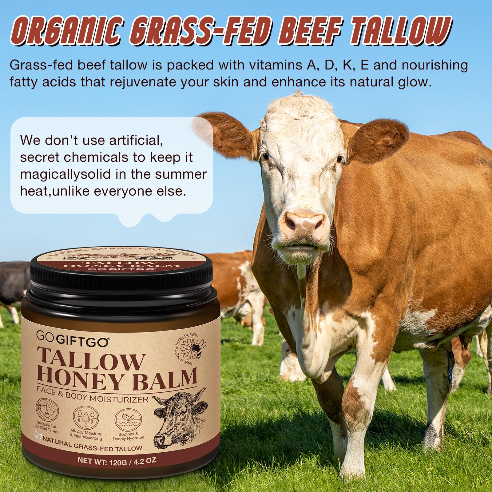 GOGIFTGO contains grass-fed butter and vitamin-rich honey for nourishing skin.