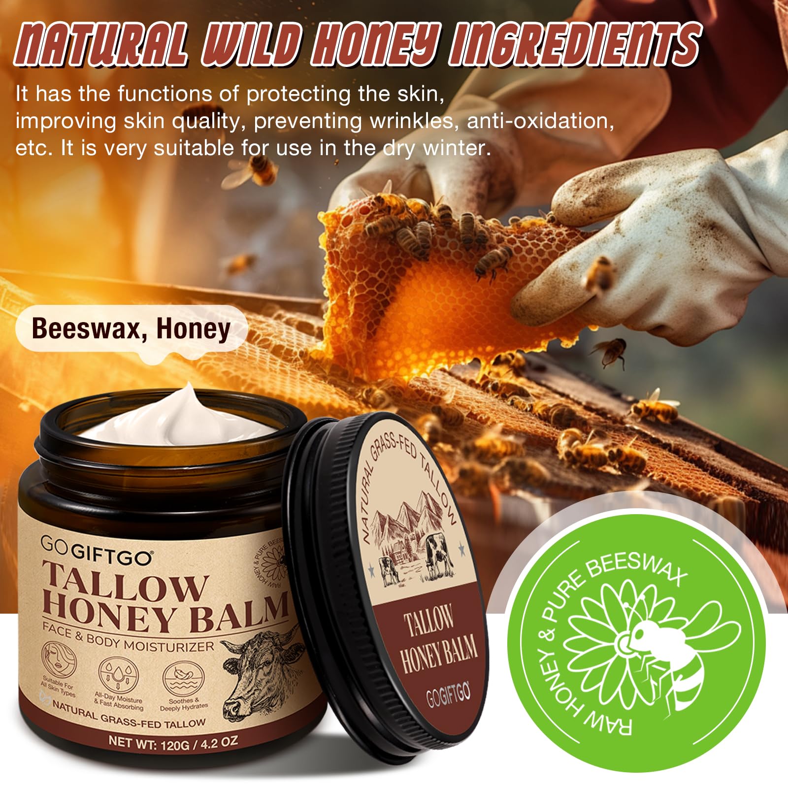 GOGIFTGO balm packaged in a glass bottle to minimize additives.