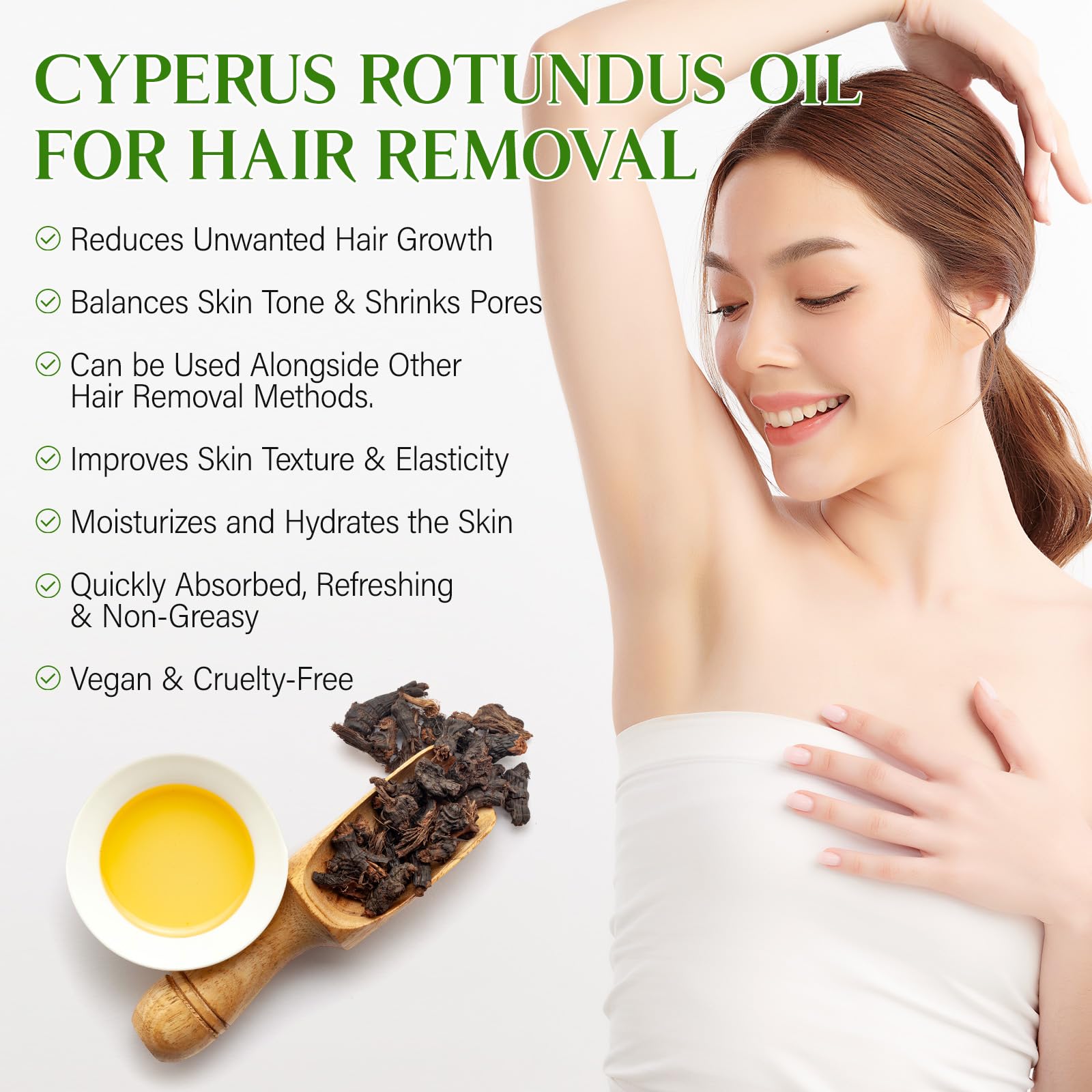 GOGIFTGO Cyperus Rotundus Oil closeup ingredients emphasize natural formula