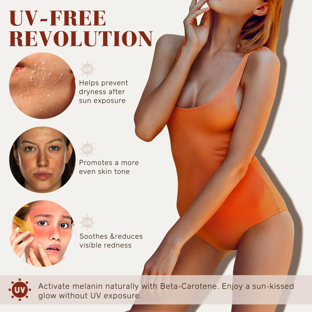 GOGIFTGO packaged tanning drops box image signals portable, on-the-go tanning solution.