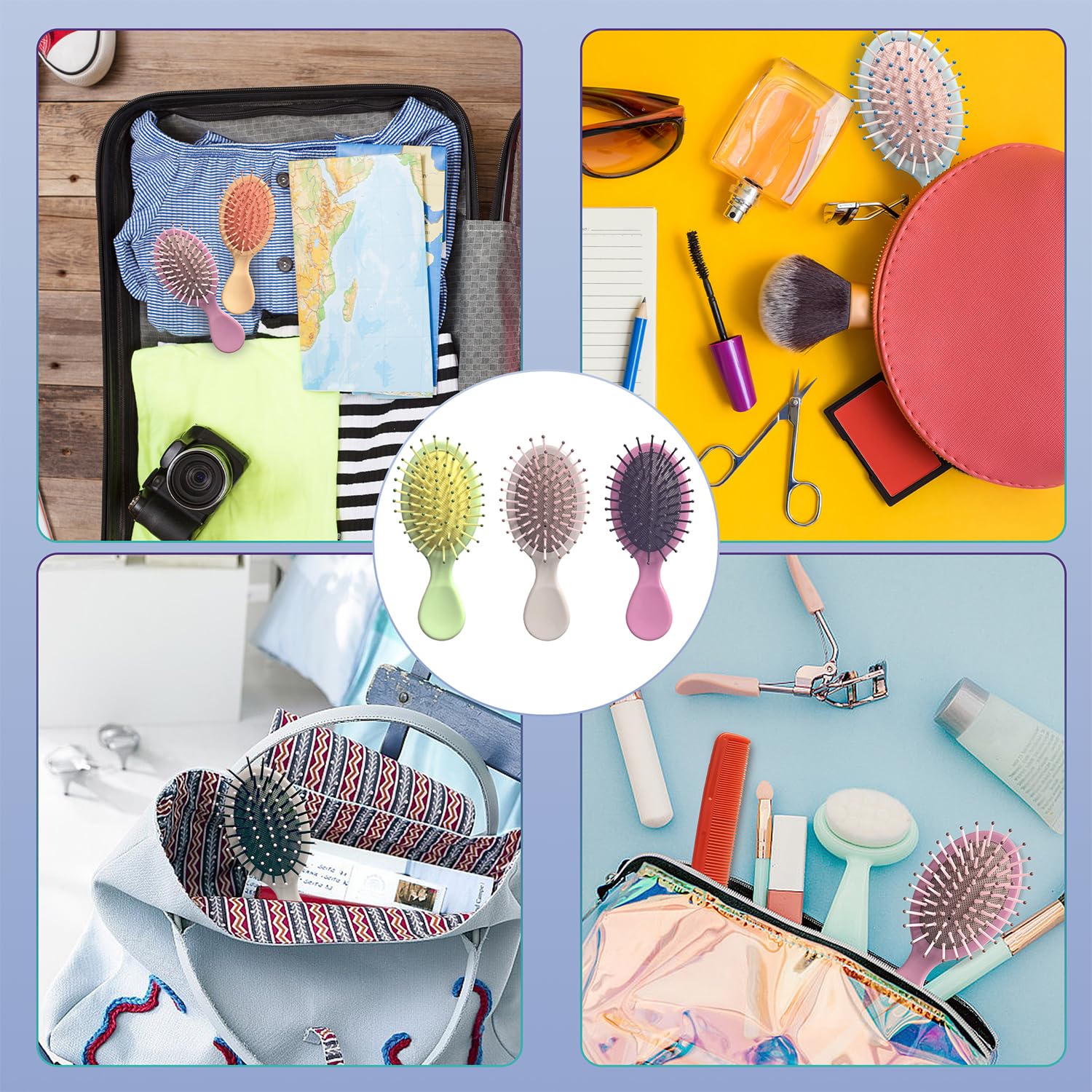 Goiio mini brush in multicolor display ideal for gifting and mood-boosting styling.