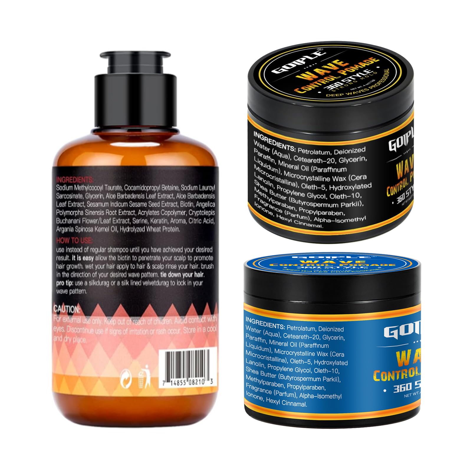 Goiple 360 waves essentials for Black men in a display setup