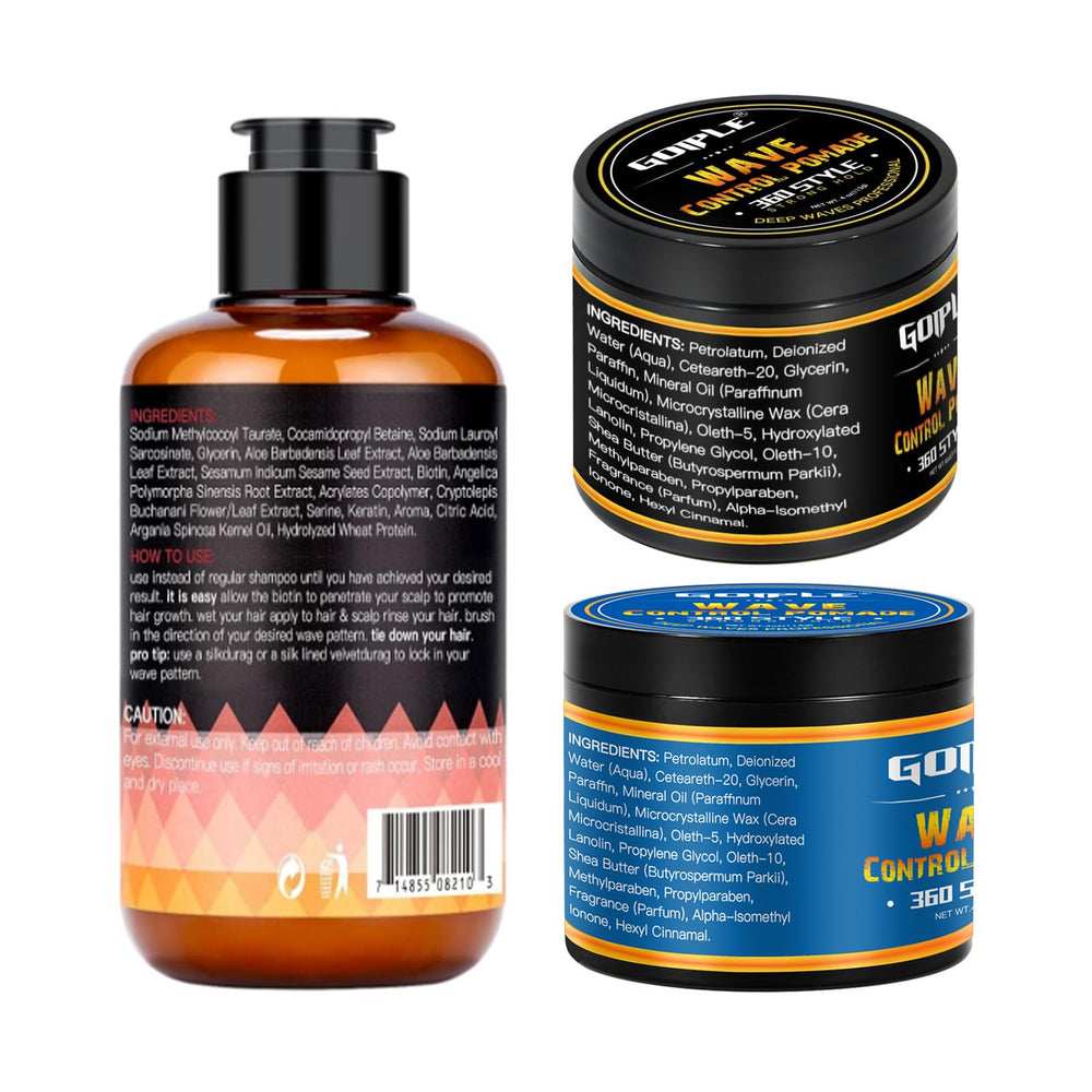 Goiple 360 waves essentials for Black men in a display setup