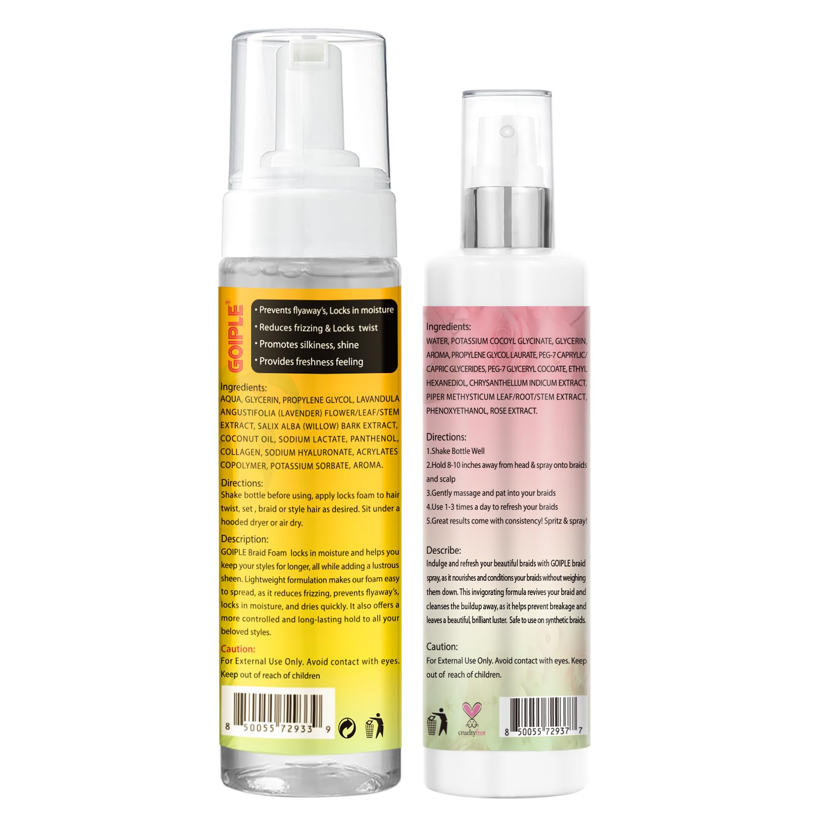Goiple braid foam mousse on micro buns for quick-style styling