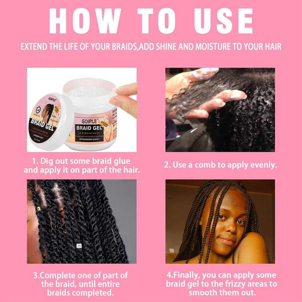 Goiple braid gel application shows simple edge control during styling.