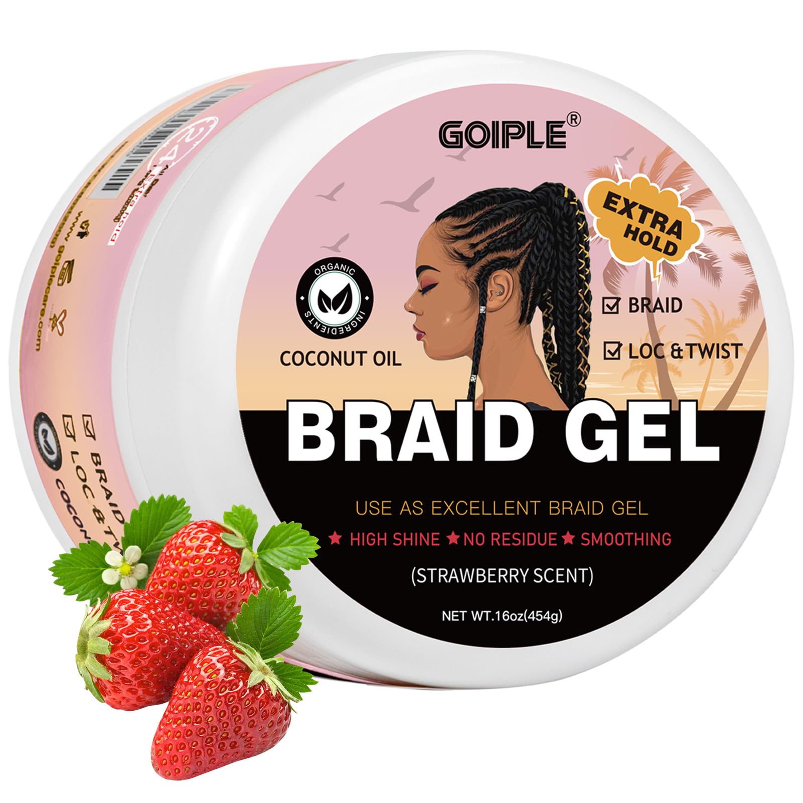 Goiple braid gel bottle offers long-lasting hold for sleek, defined braids.