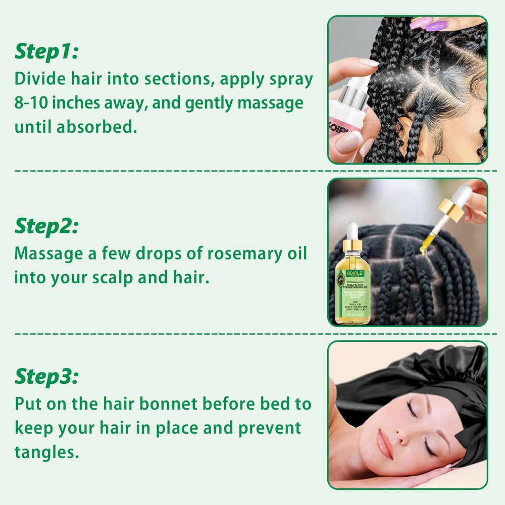 Goiple Rose Mint Braid Spray close-up highlights shine and frizz control.