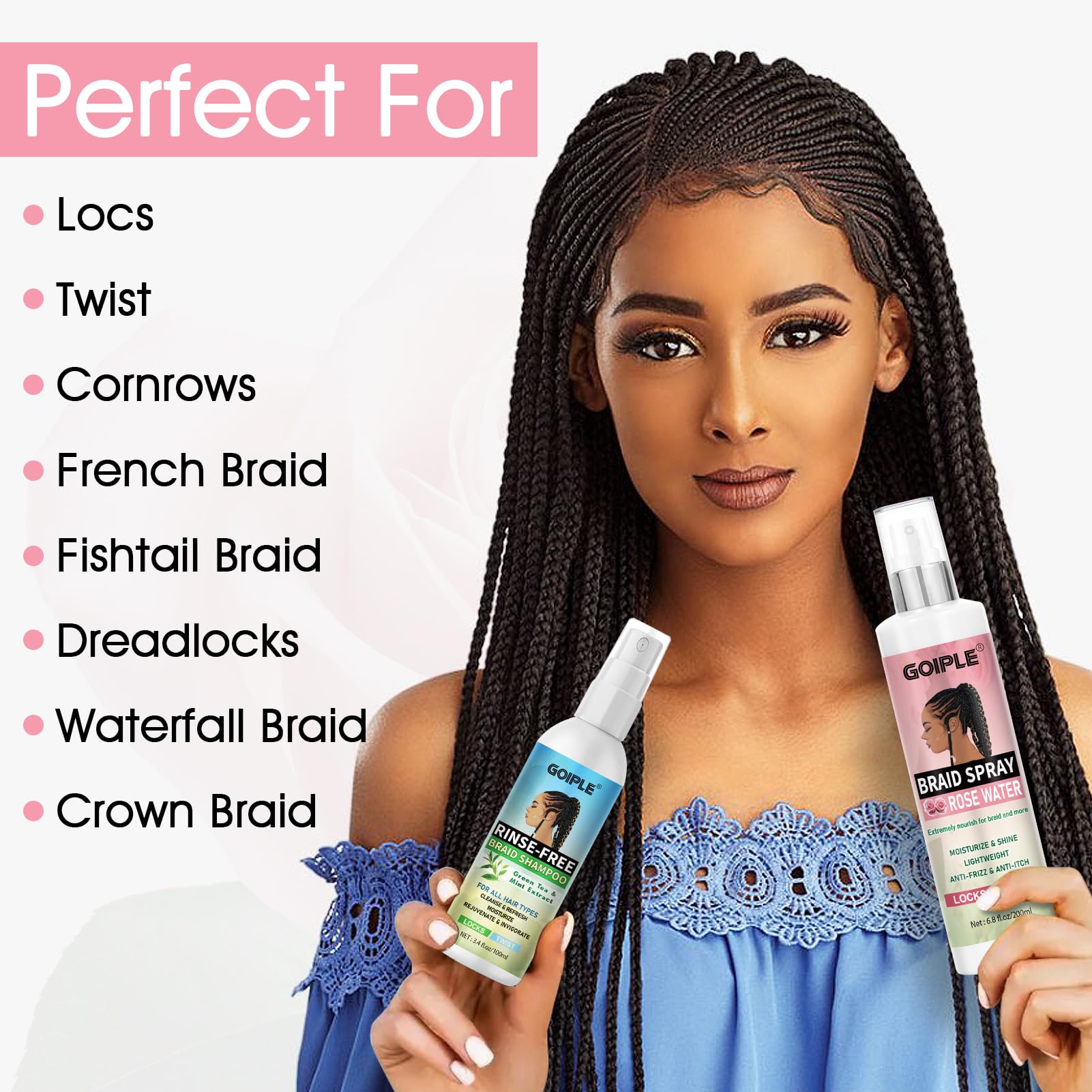 Goiple Braid Spray Rose Mint dry shampoo refreshes between washes