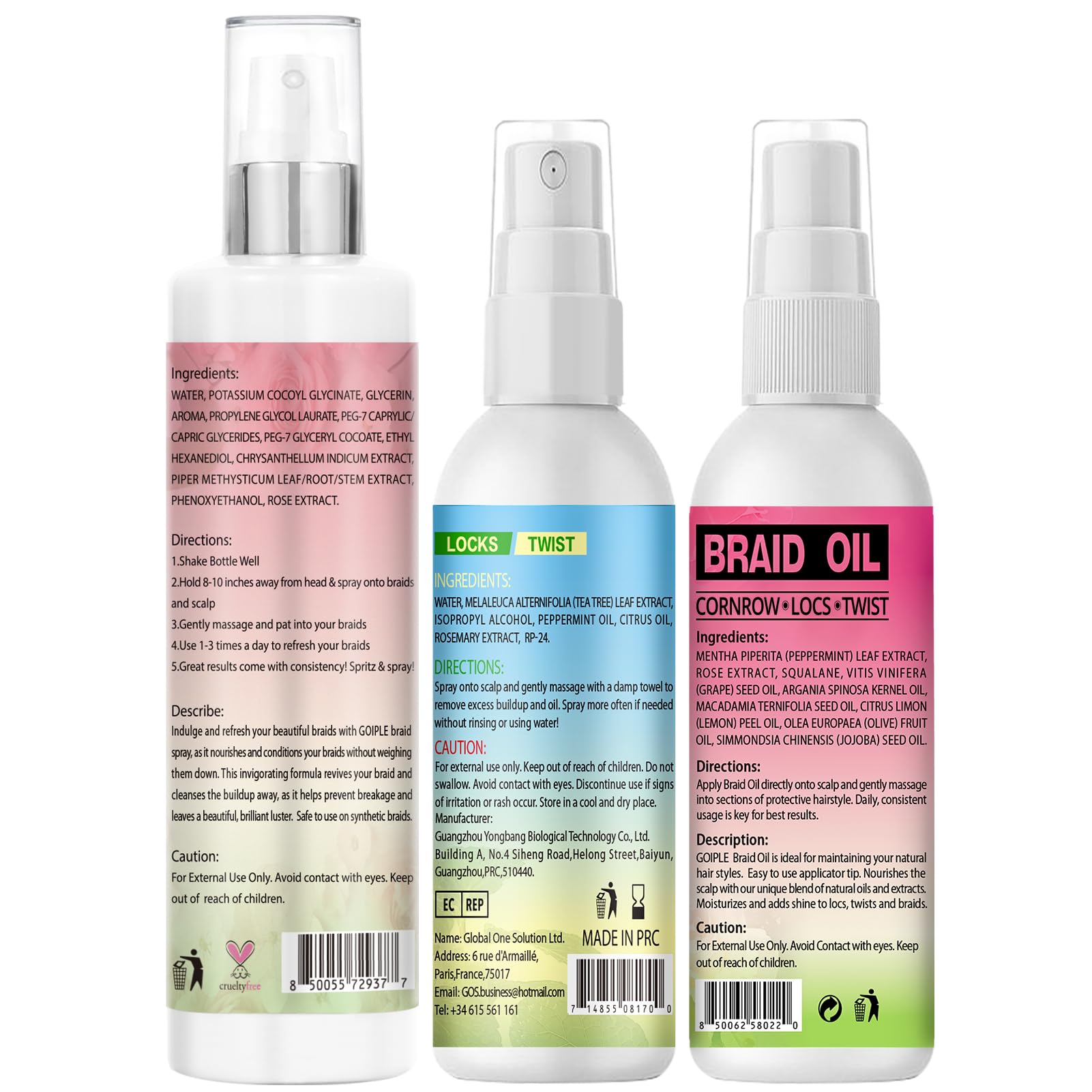 Goiple Braid Spray Rose Mint glow-after-use shows revived shine and healthy-looking braids.