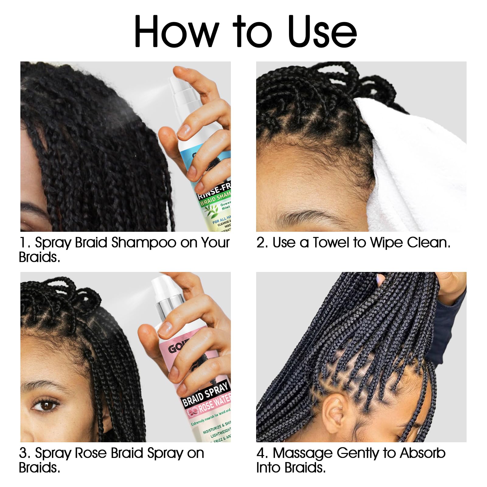 Goiple Braid Spray Rose Mint protective styles shine without rinsing
