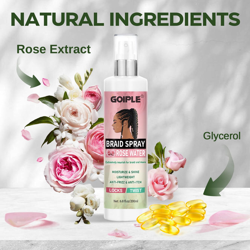 Goiple Braid Spray Rose Mint spritz on braids for quick hydration