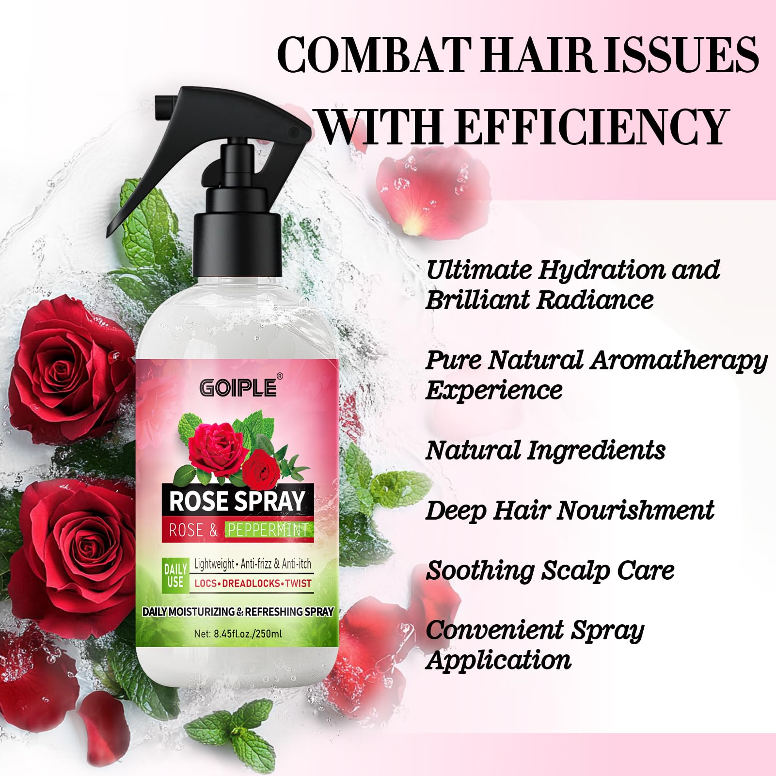 Goiple dreadlocks twist-out definition with rose water spray on hair