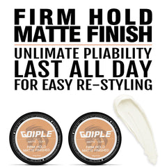 Goiple hair clay applying in hand highlights easy distribution and non-sticky feel.